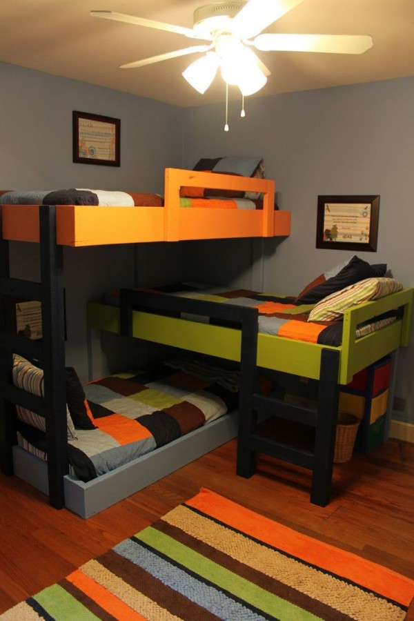 three compact beds for children