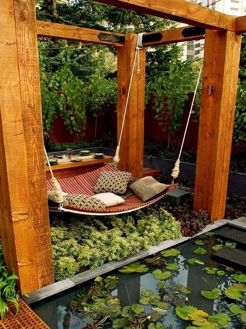 hanging bed over the water