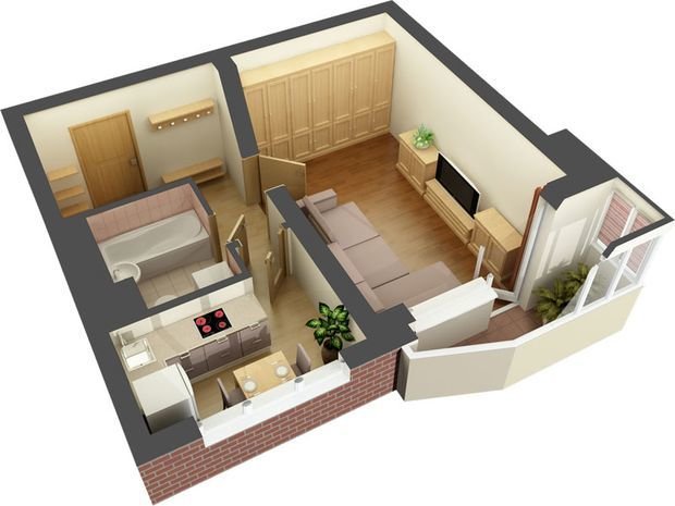 compact apartment project up to 50 square meters