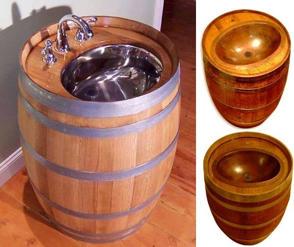 wash basin with barrels