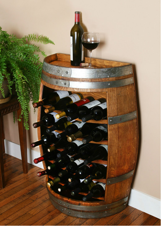shelves for bottles of wine in the barrel