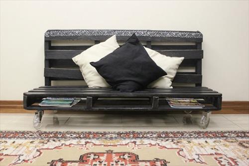 black sofa made from pallets