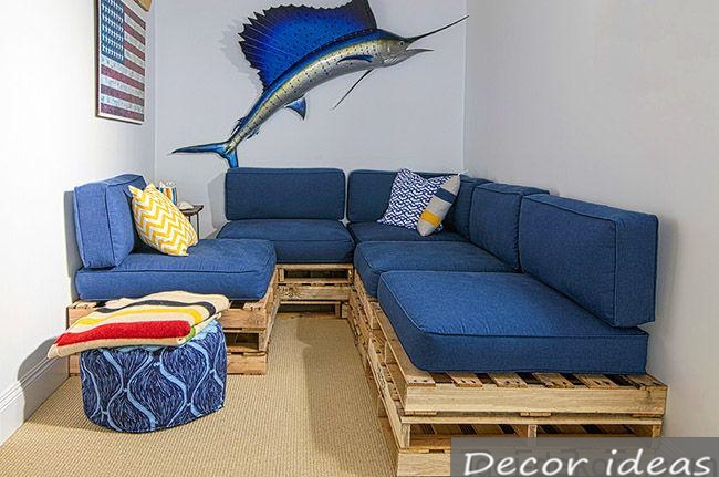pallet wood sofa blue