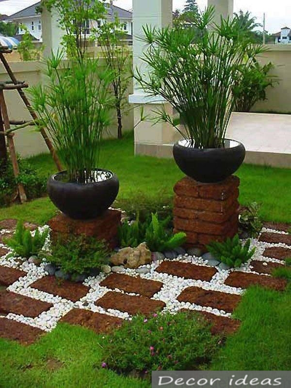 garden path pot herb stone