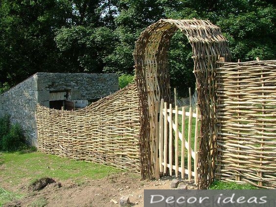 wooden arch made of woven branches of the vine