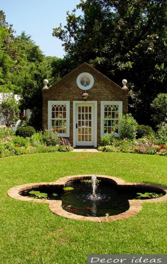 ornament pond house lawn 