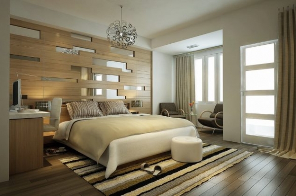 компатна спальня з робочим місцем та відпочинковою зоною у сучасному стилі