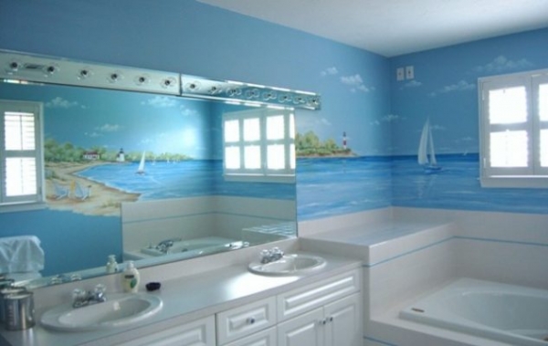 фотообої моря на стінах ванної кімнати - ідея декору