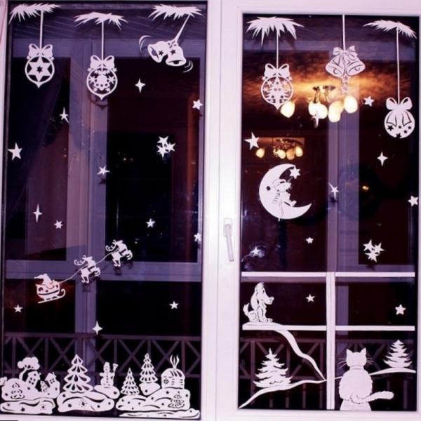 78 ideas: the Decoration of Windows for the New year with his hands ...