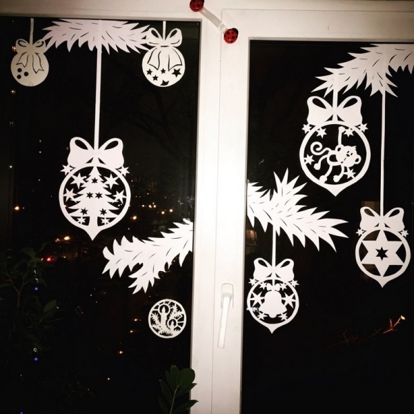 78 ideas: the Decoration of Windows for the New year with his hands ...