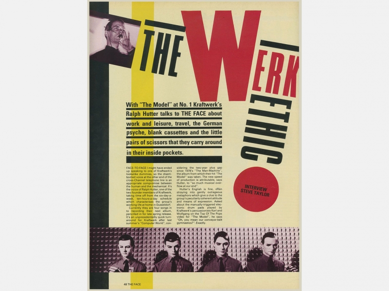 Image: Neville Brody / Steve Taylor. The Werk Ethic. The face. 1982. No. 23
