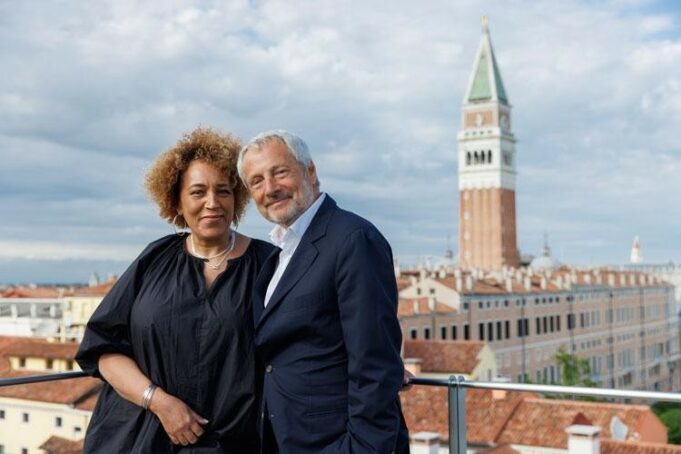 The President of La Biennale di Venezia, Roberto Cicutto, and the Curator of the 18th International Architecture Exhibition, Lesley Lokko by Jacopo Salvi. Image Courtesy of La Biennale di Venezia